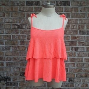 NWT J. Crew Tie Straps Knit Layered Top Orange S